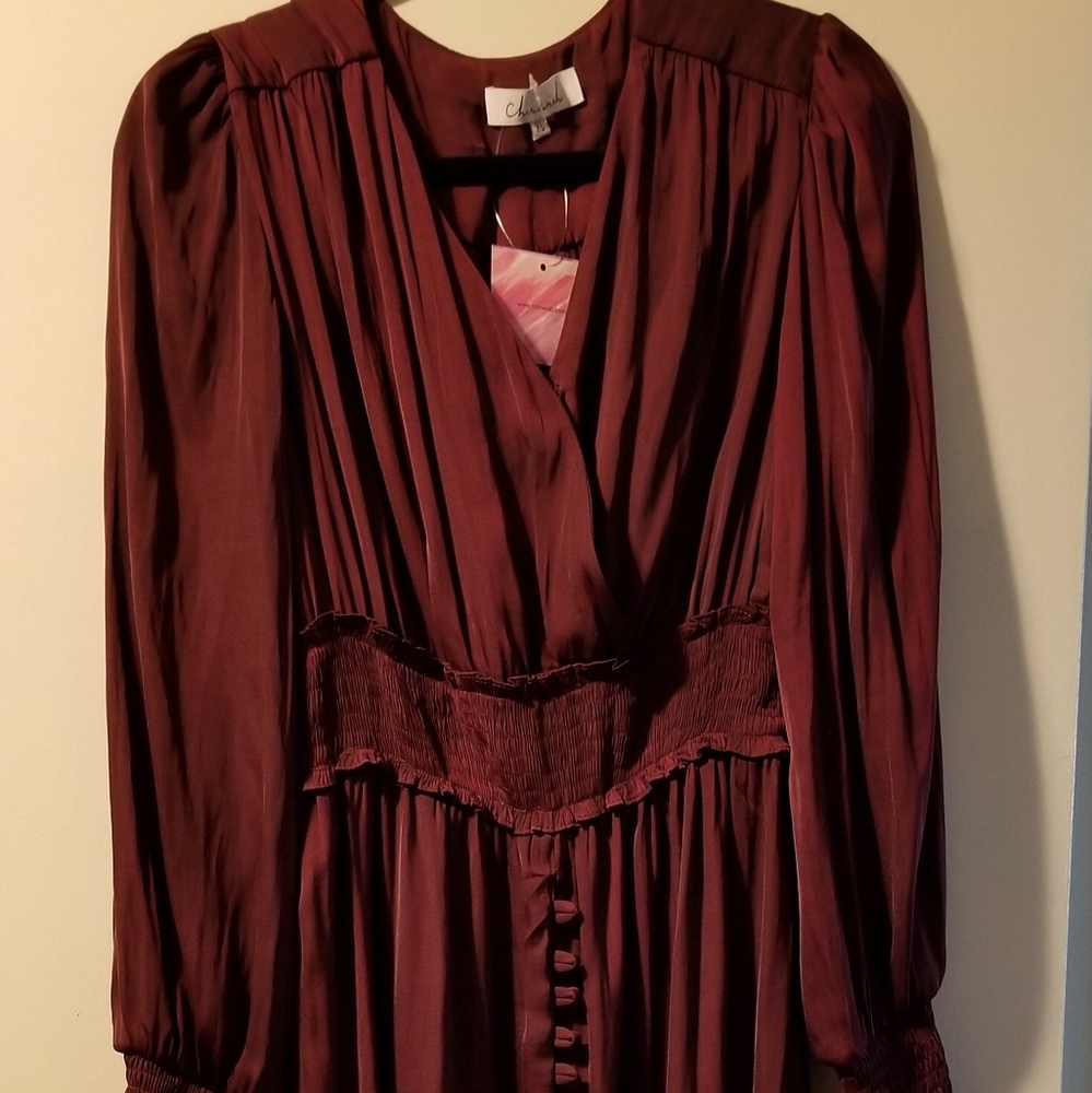 Satin button down midi dress